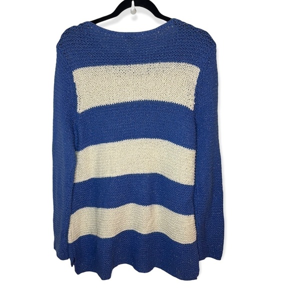 Chico's Striped Woven Blue White Sweater - Picture 2 of 4